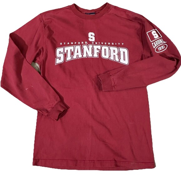 Vtg 90s Stanford University Long Sleeve Red t-shirt Medium Jansport Made In USA - Picture 1 of 9